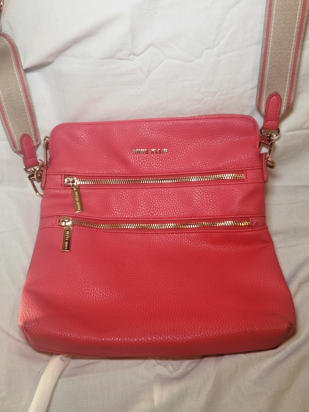 Anne Klein Coral Crossbody Bag with Gold Hardware